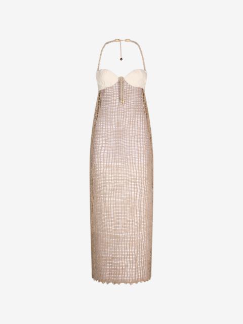 Roberto Cavalli Crochet Detail Long Dress