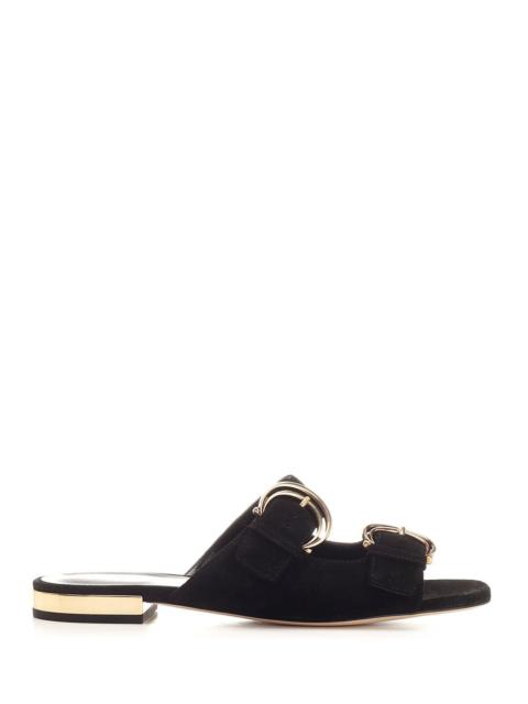 Chloé Chloe' Women Alize Flat Double C Buckle Sleepers Black