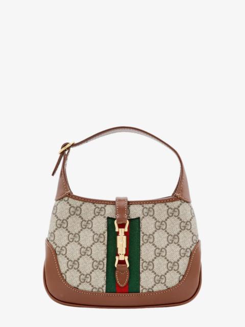 GUCCI Gucci Gg Supreme Fabric And Leather Shoulder Bag With Iconic Web Band