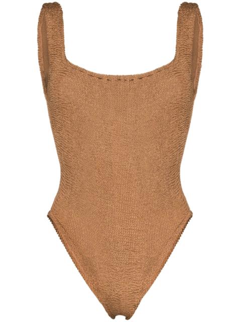 Hunza G square-neck crinkle-effect swimsuit