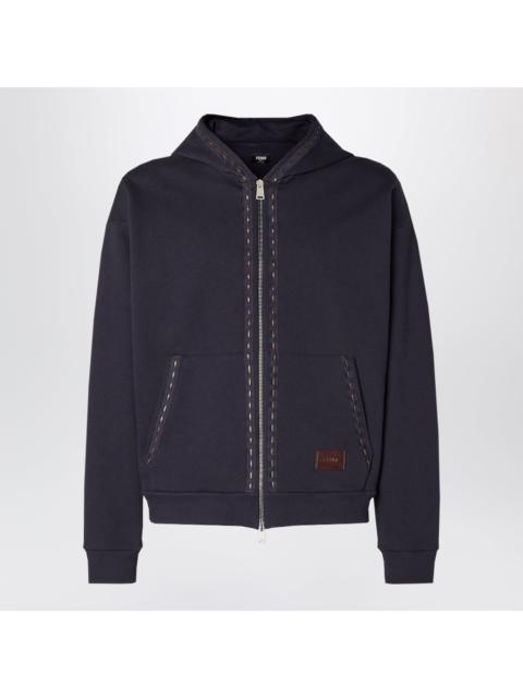 FENDI Fendi Navy Blue Cotton Zip-Up Hoodie Men