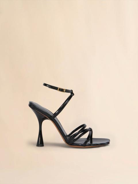 Marni BLACK LEATHER MOONLIGHT SANDAL WITH ANKLE STRAP