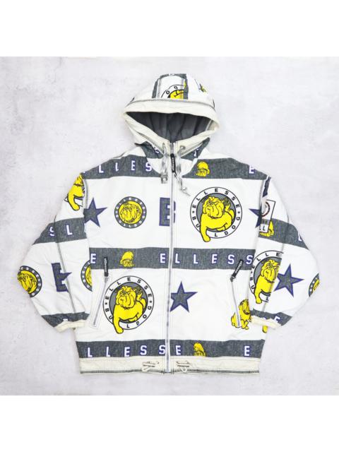 Other Designers Vintage 90s ELLESSE Bulldog By GOLDWIN Full Print Bomber Coat Reversible Hoodie Jacket Made In JAPAN