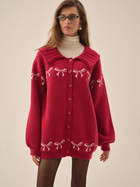 For Love & Lemons Bow Intarsia Knit Sweater