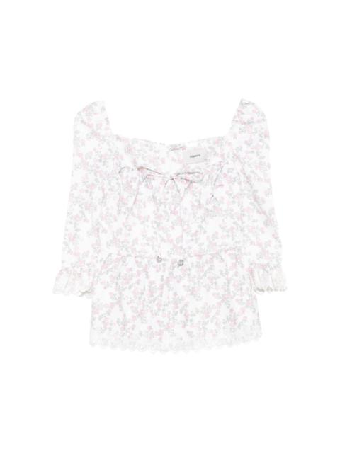 floral-print ruffled top