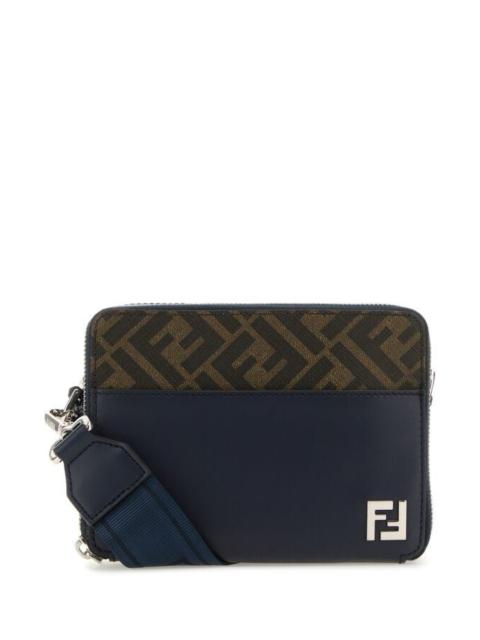 FENDI Fendi Man Embroidered Canvas Camera Crossbody Bag