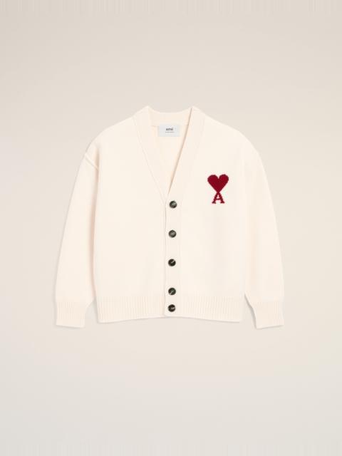 AMI Paris WHITE WOOL AMI DE COEUR CARDIGAN