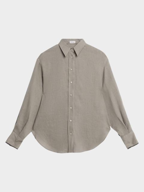 Brunello Cucinelli Linen Long-Sleeve Button-Down Shirt