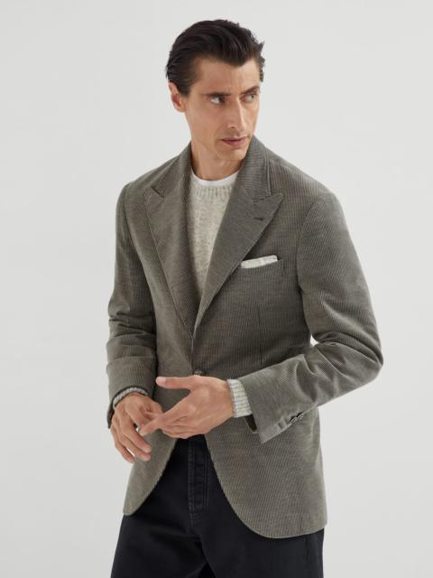 Brunello Cucinelli Wool, silk and cashmere corduroy deconstructed blazer with large peak lapels and metal buttons