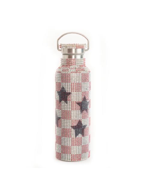 Collina Strada PINK STAR CHECK RHINESTONE WATER BOTTLE