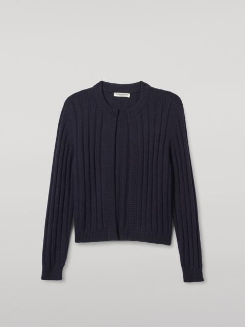 Johnstons of Elgin Lecht Dark Navy Cashmere Crew Cardigan