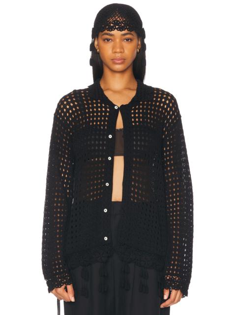 BODE Blossom Crochet Shirt