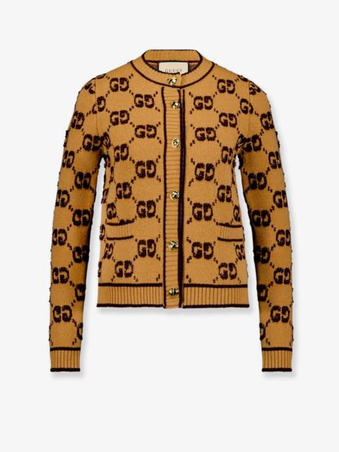 GUCCI Wool Cardigan With Gg Inlay