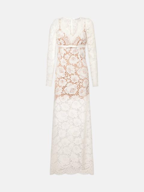 self-portrait Bow-detail lace maxi dress