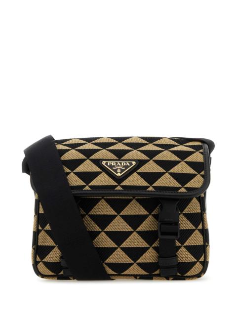 Prada Prada Men Embroidered Fabric Prada Symbole Crossbody Bag