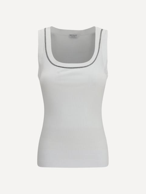 Brunello Cucinelli Top in cotton with crew neckline