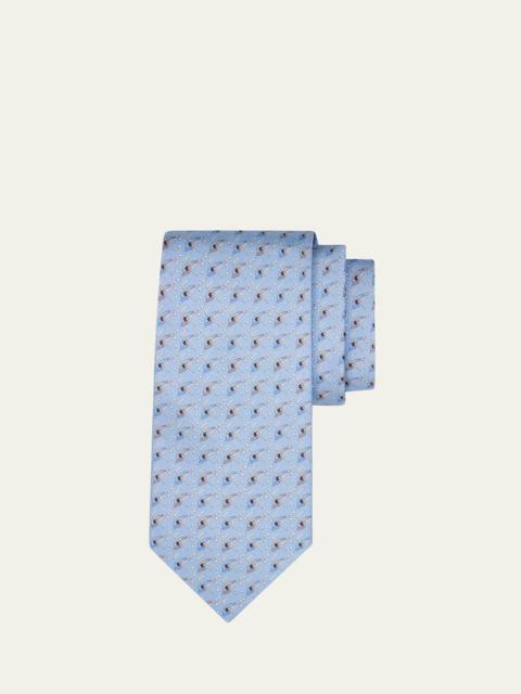 FERRAGAMO Men's Billiards Micro-Print Tie