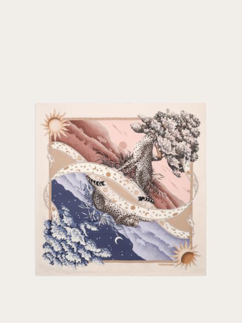 FERRAGAMO Day & Night print silk foulard