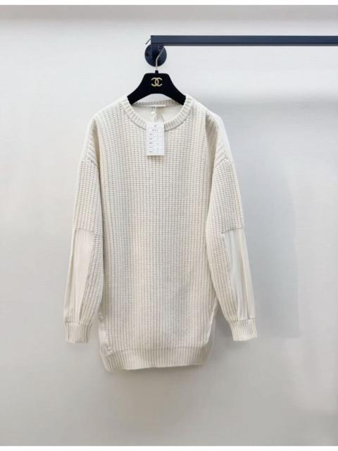 Brunello Cucinelli Brunello Cucinelli Cream Cashmere & Silk Panelled Sweater