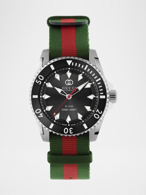 Men's Gucci Dive Green and Red Nylon-Strap Watch, 40mm