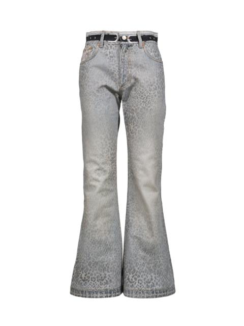 Andersson Bell LEOPARD FADE DENIM PRINTED BOOTSCUT JEANS / BLU