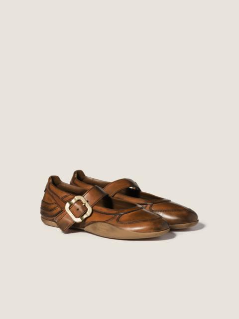 Miu Miu Gymnasium leather ballerinas with strap and buckle