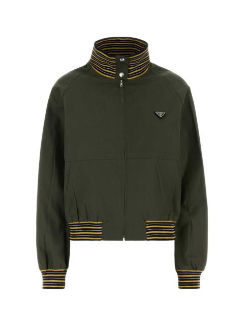 Prada Army Green Poplin Bomber Jacket