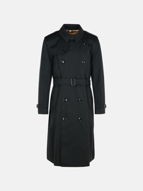 Burberry LONG BLACK COTTON 'KENSINGTON' TRENCH COAT