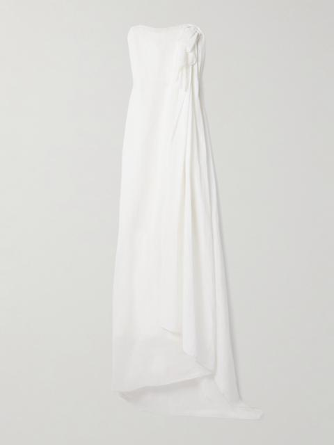 The Row Madleine Strapless Draped Cotton-gauze Maxi Dress