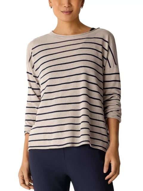 EILEEN FISHER Linen Cotton Jewel Neck Sweater