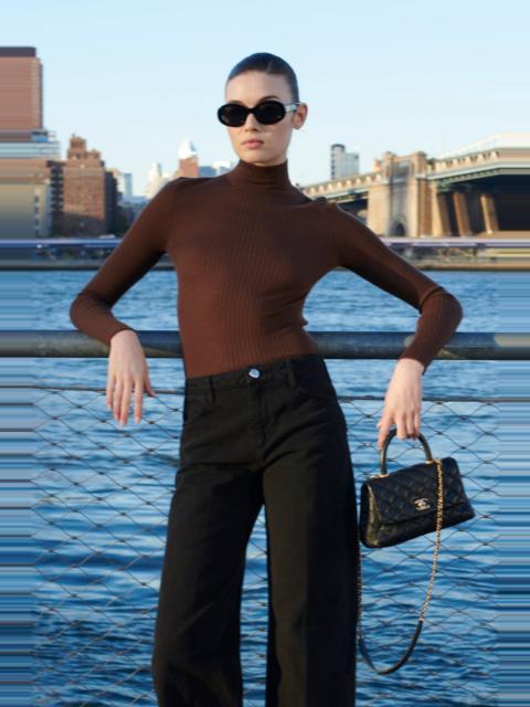 SPRWMN CHOCOLATE CASHMERE MOCK NECK