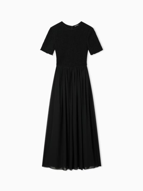 EMPORIO ARMANI TECHNO GEORGETTE DRESS WITH DRAPE