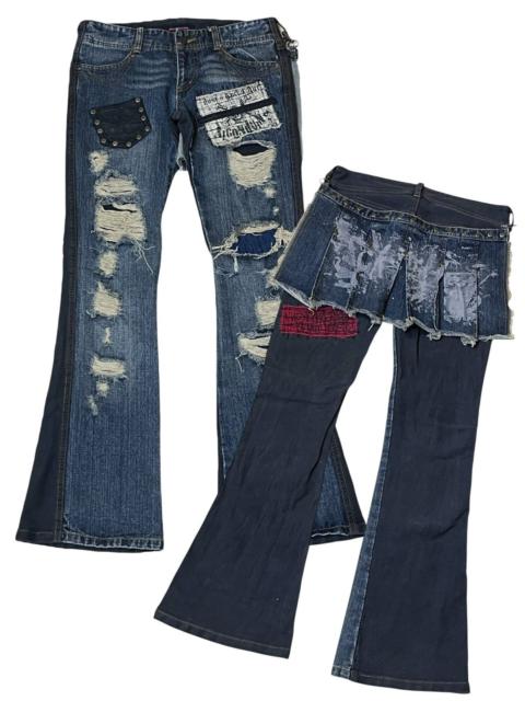 Other Designers Japanese Brand - Cool🔥ALGONQUINS punk gothic bondage flared distressed jeans