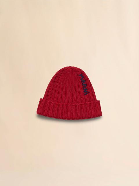 Marni RED COTTON BERET WITH EMBROIDERED MARNI LOGO