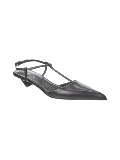 Prada Prada Leather Pointy-Toe Slingback Pump