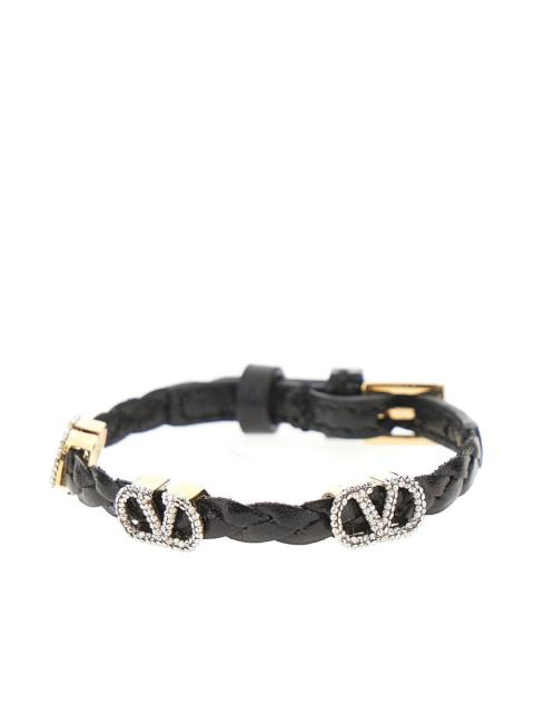 Valentino Valentino Garavani VLogo Signature Leather Bracelet Black