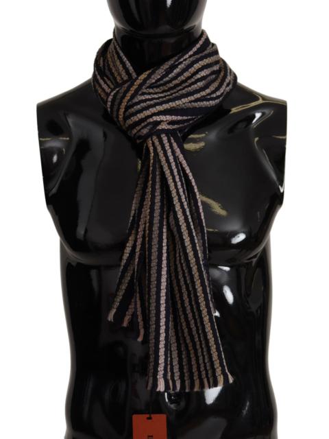 Missoni Missoni Multicolor Stripes Wool Knit Fringe Shawl Scarf