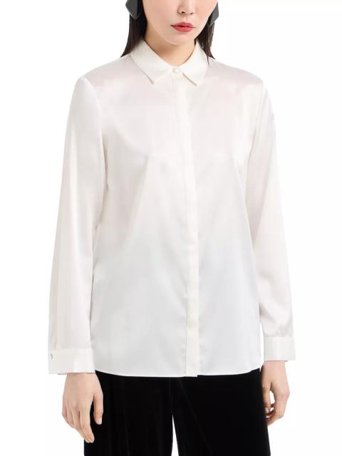 EMPORIO ARMANI Silk Satin Long Sleeve Button Down Blouse