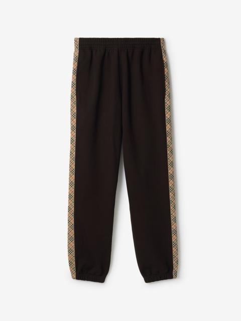 Burberry Check Trim Cotton Jogging Pants