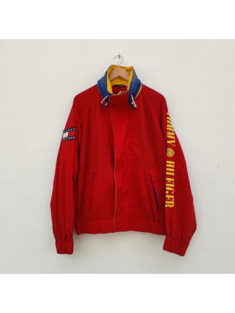 Other Designers Tommy Hilfiger - Red Color Block Hoodie Jacket