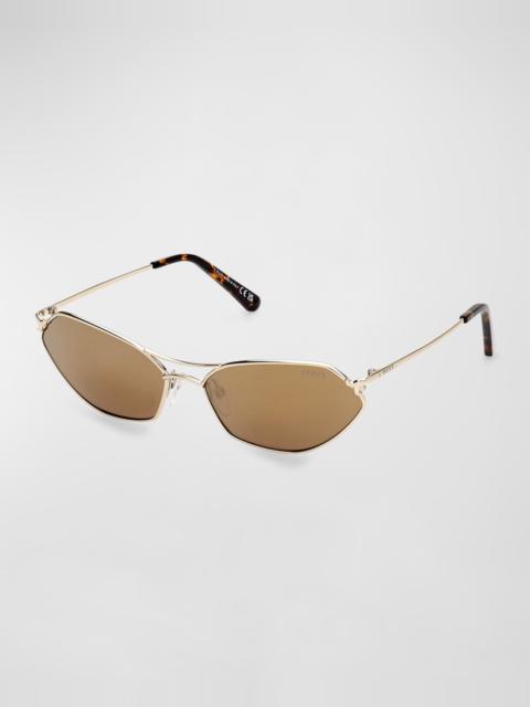 Geometric Metal & Acetate Rectangle Sunglasses