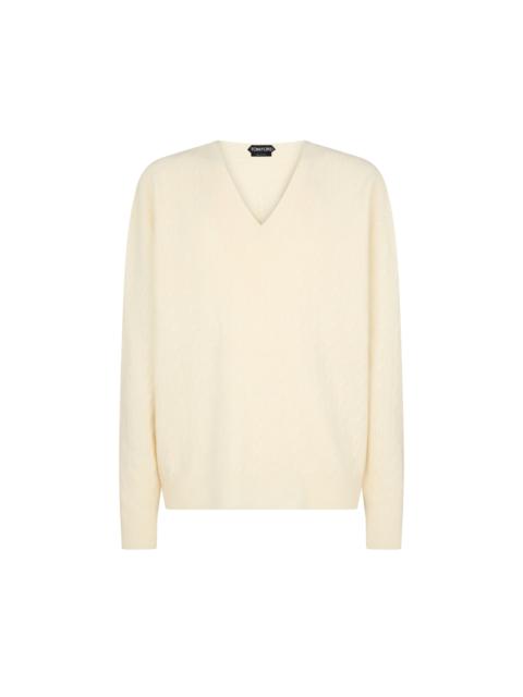 TOM FORD CABLE LAMBSWOOL V NECK SWEATER