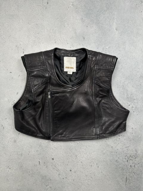 Diesel Vintage Diesel Leather Cropped Vest Black Padded Shoulders