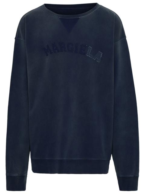 Maison Margiela Man Organic Blue Cotton Sweatshirt