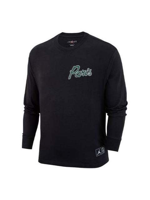 Jordan Men's Air Jordan Paris Saint-Germain Casual Alphabet Printing Round Neck Long Sleeves Black DB6513-0