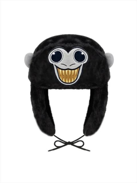 Other Designers Cartoon Anime Black Monkey Plush Ushanka Hat Cute Y2K Warm Earflap Trapper Hat Bomber