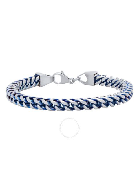Other Designers Robert Alton Stainless Steel White and Blue Men's Franco Chain