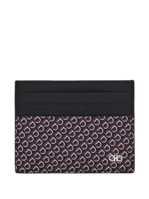 FERRAGAMO Ferragamo Men Micro Gancio-Print Hammered Leather Card Holder