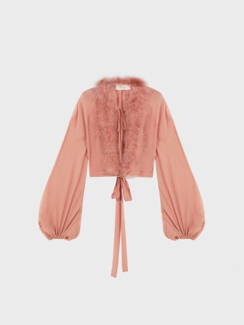 Blumarine GEORGETTE SHIRT WITH MARABOU FEATHERS