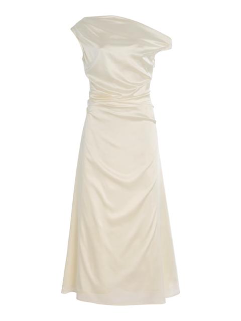 STAUD Exclusive Phare Stretch-Silk Dress ivory